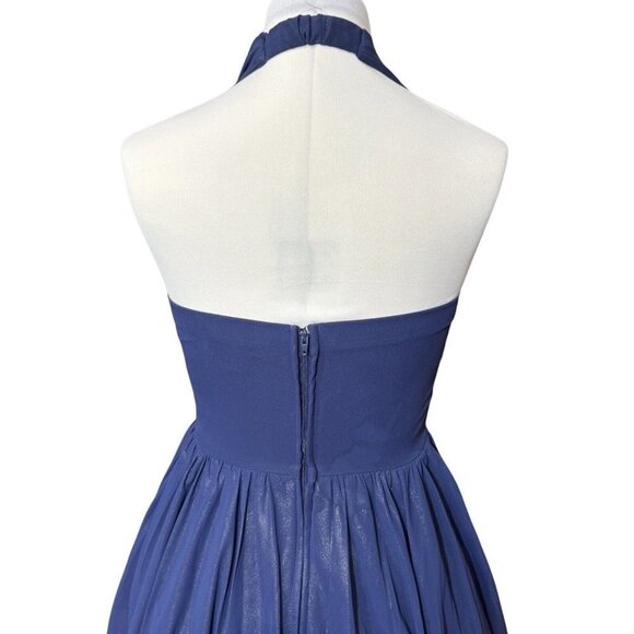 JODI KRISTOPHER Blue Rhinestone Halter Dress Juniors Size 3 Prom Cocktail Party - Picture 6 of 11